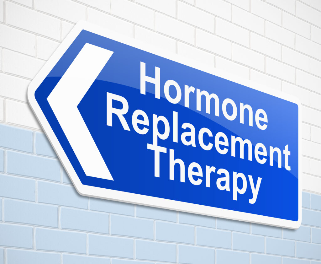 Illustration depicting a sign with a hormone replacement therapy concept.